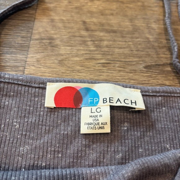 Free People FP Beach Tank Made in USA Shell Button Back Boho Top Women’s Large - Picture 3 of 5